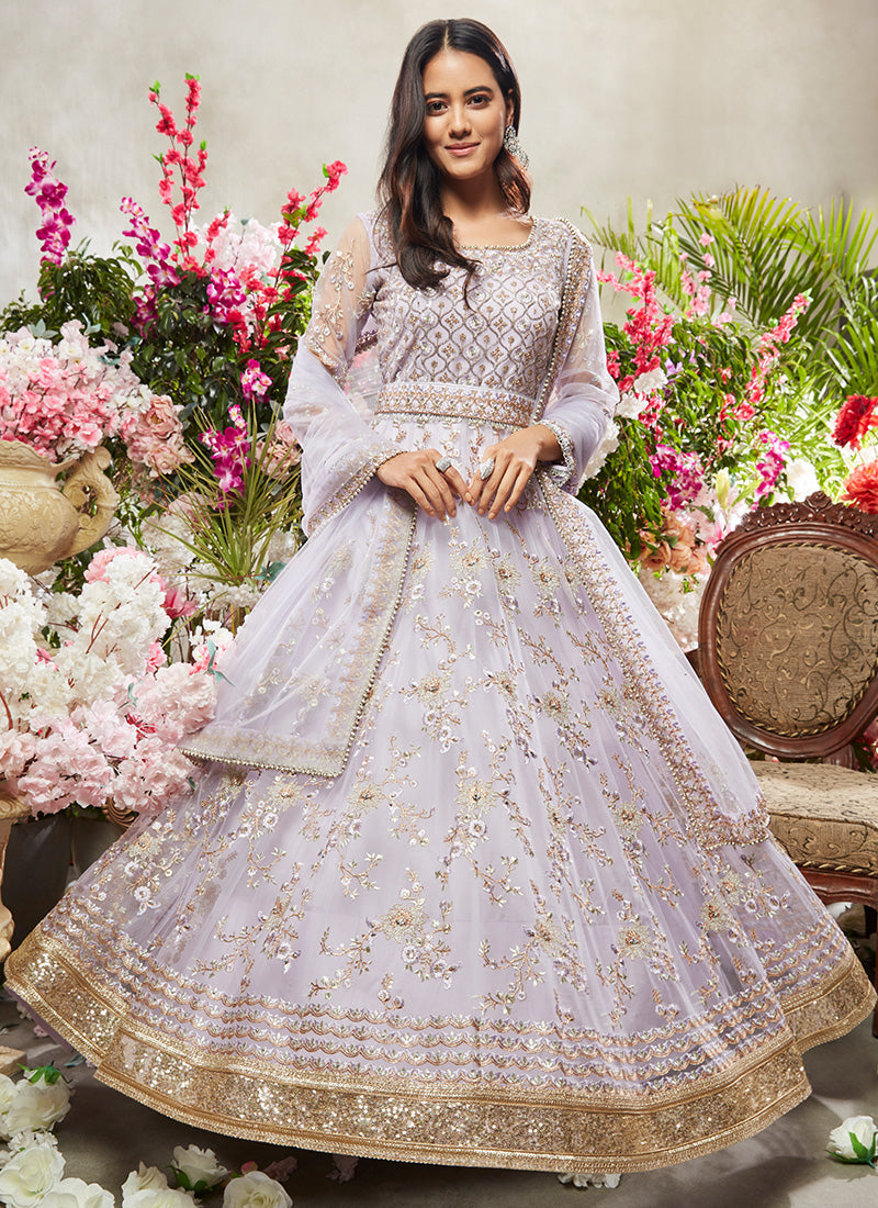 Dusty Purple Net Anarkali