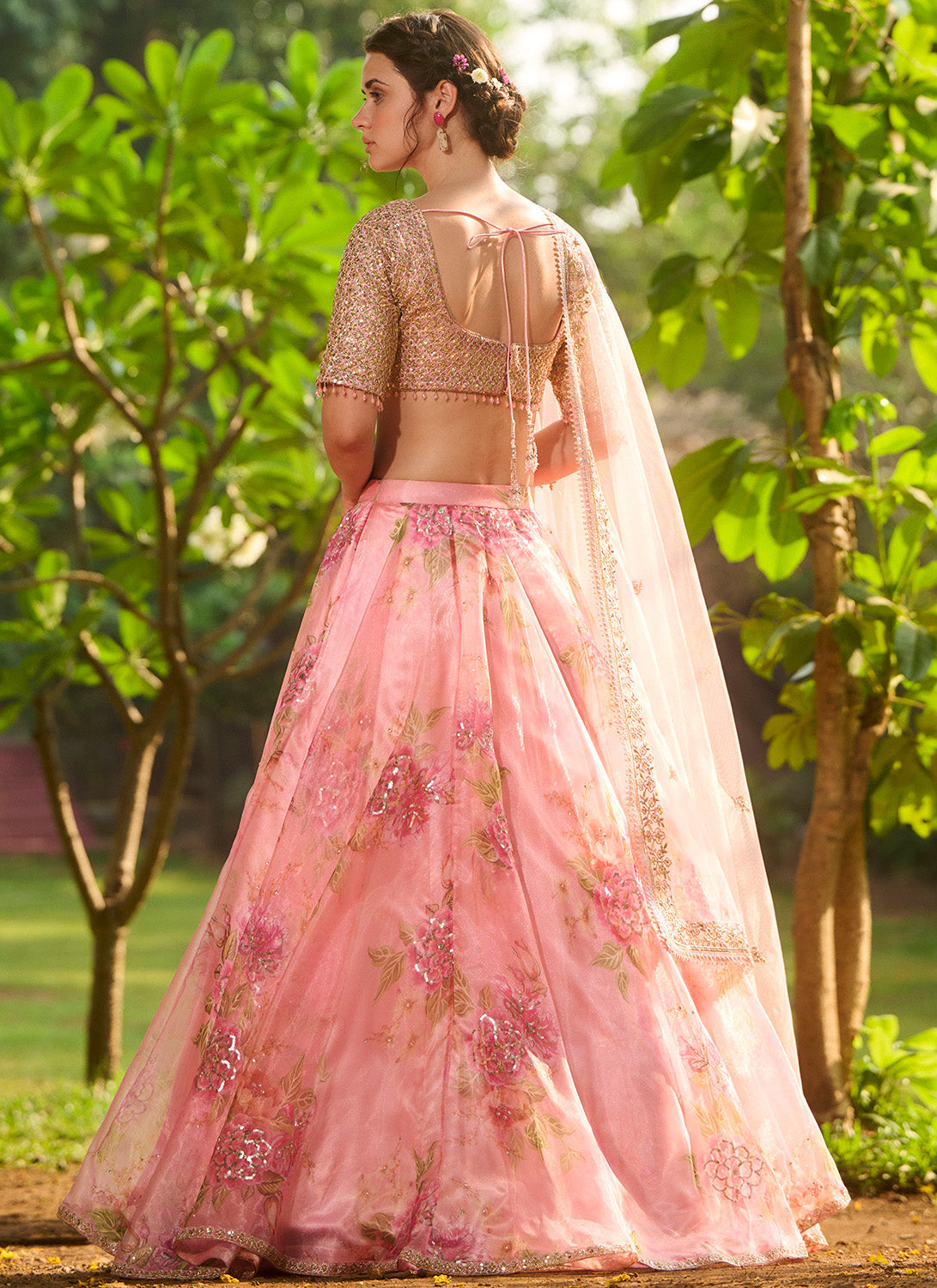 Light Pink Floral Embroidered Lehenga