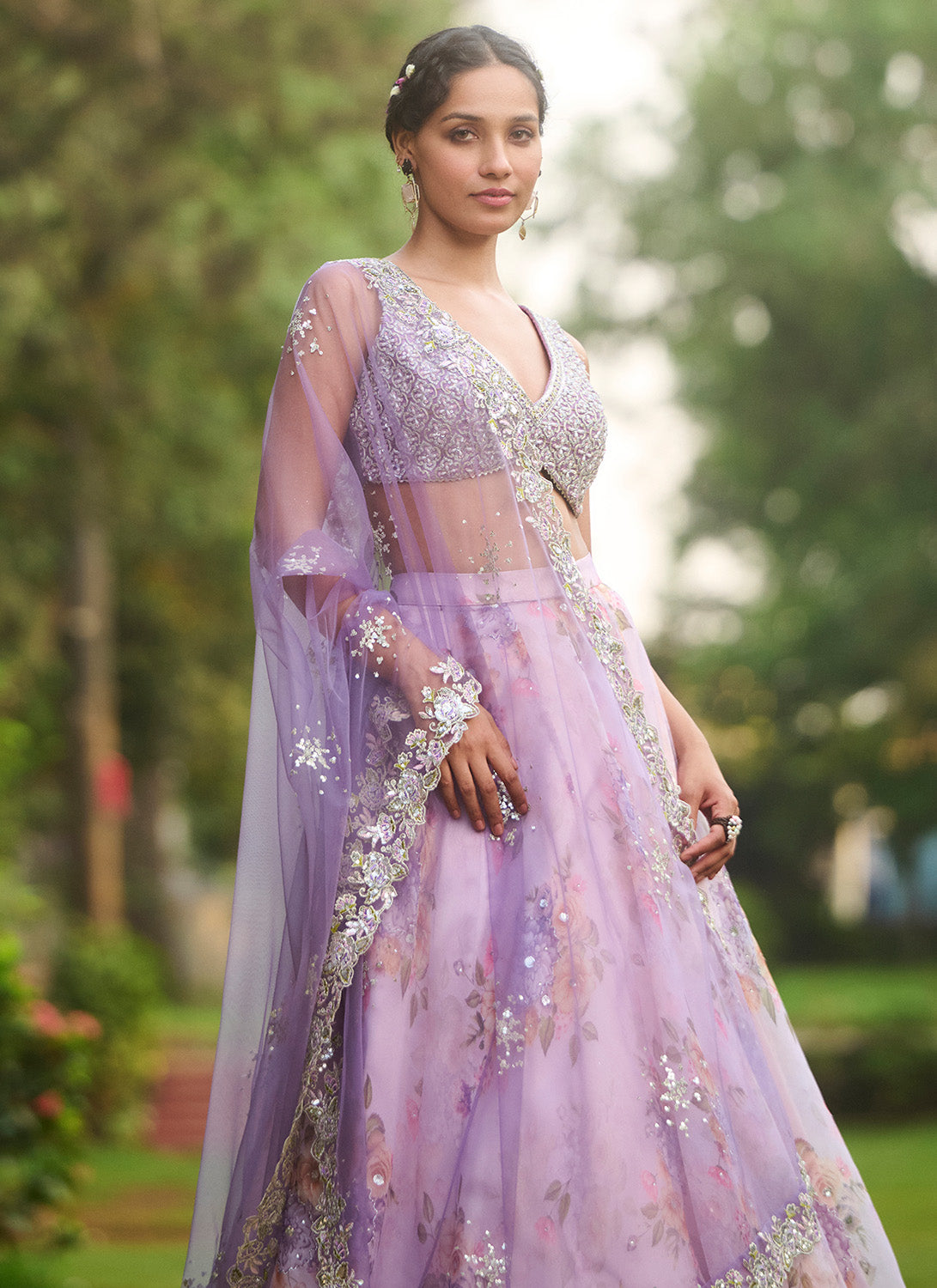 Dusty Purple Floral Embroidered Lehenga