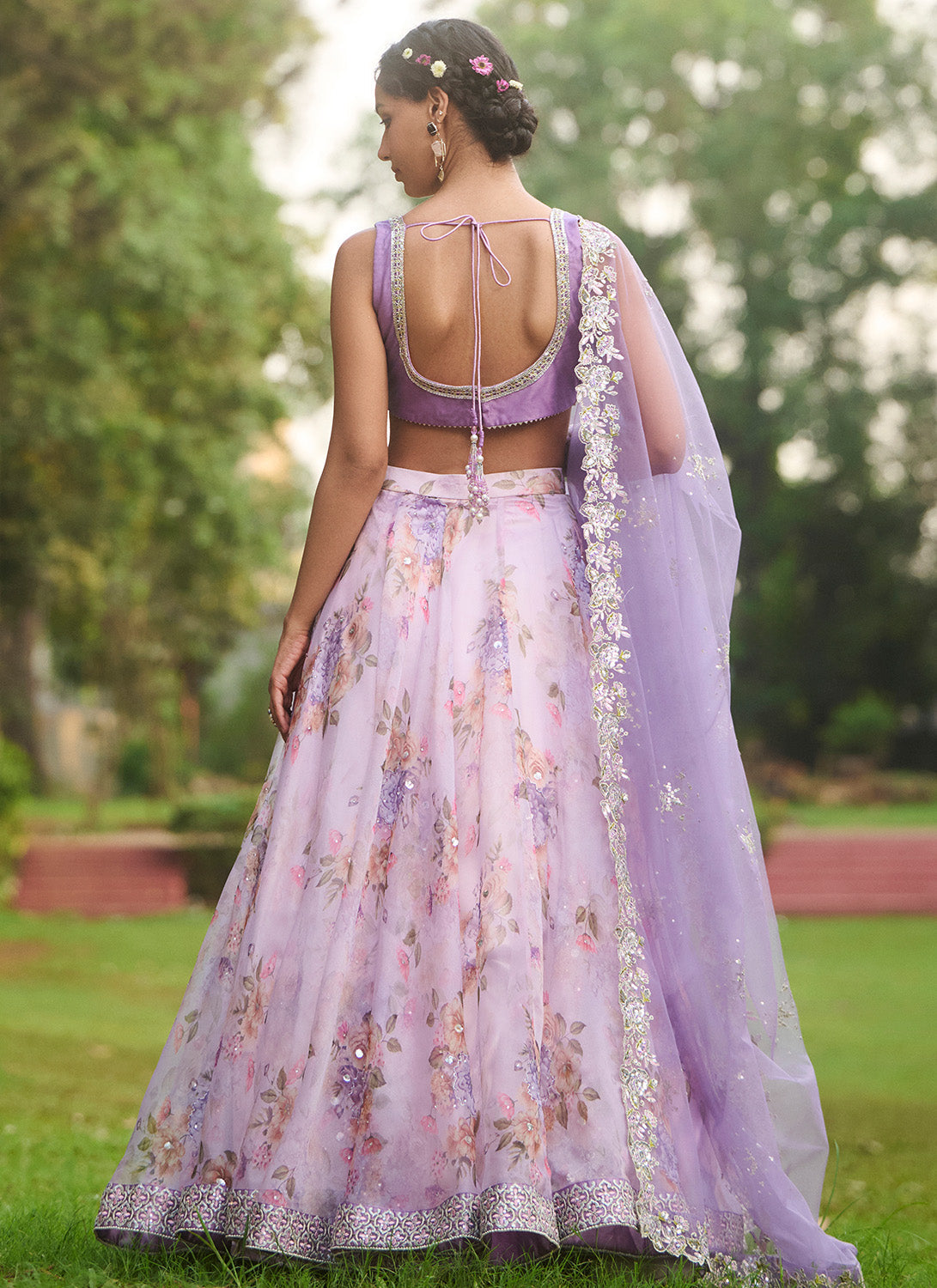 Dusty Purple Floral Embroidered Lehenga