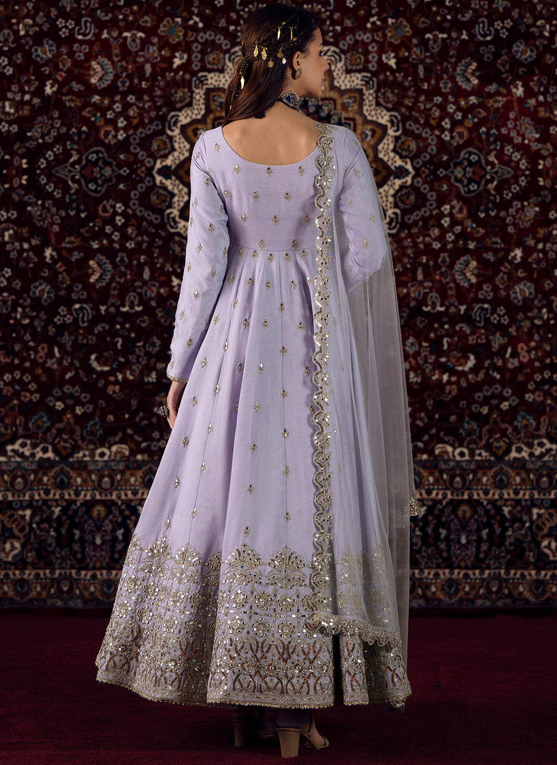 Soft Lavender Embroidered Chiffon Anarkali