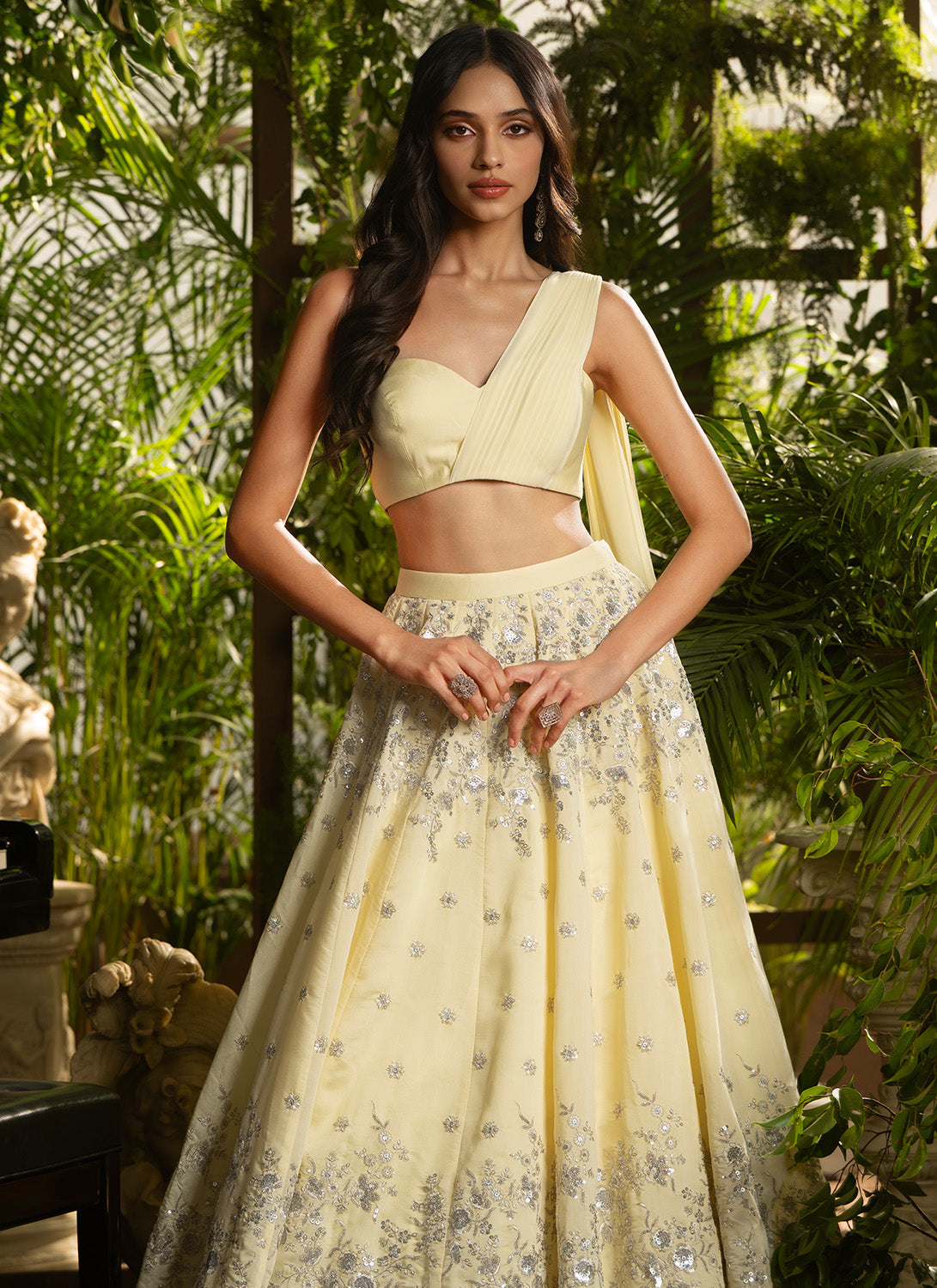Soft Yellow Embroidered Georgette Lehenga