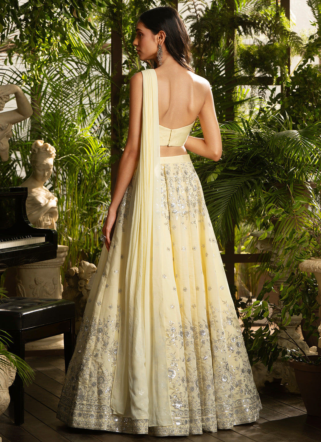 Soft Yellow Embroidered Georgette Lehenga