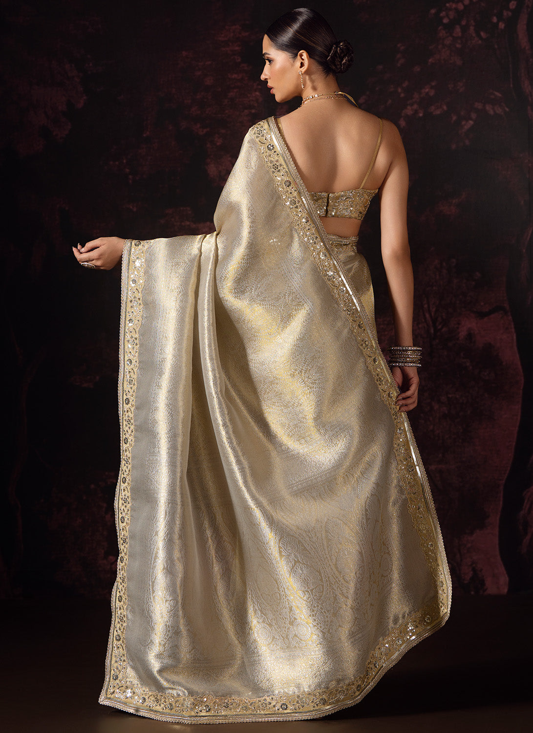 Gold Embroidered Tissue Saree
