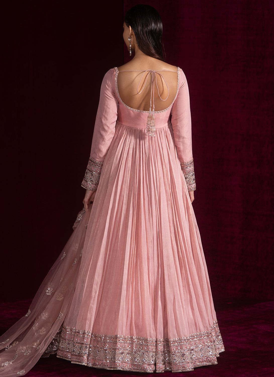 Light Pink Embroidered Silk Anarkali