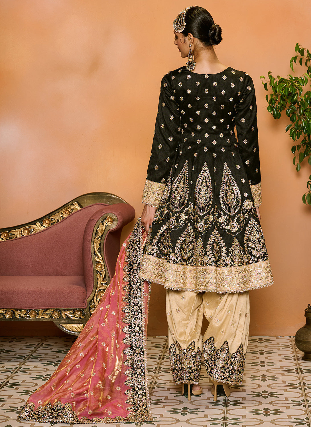 Black Multicolor Embroidered Punjabi Suit