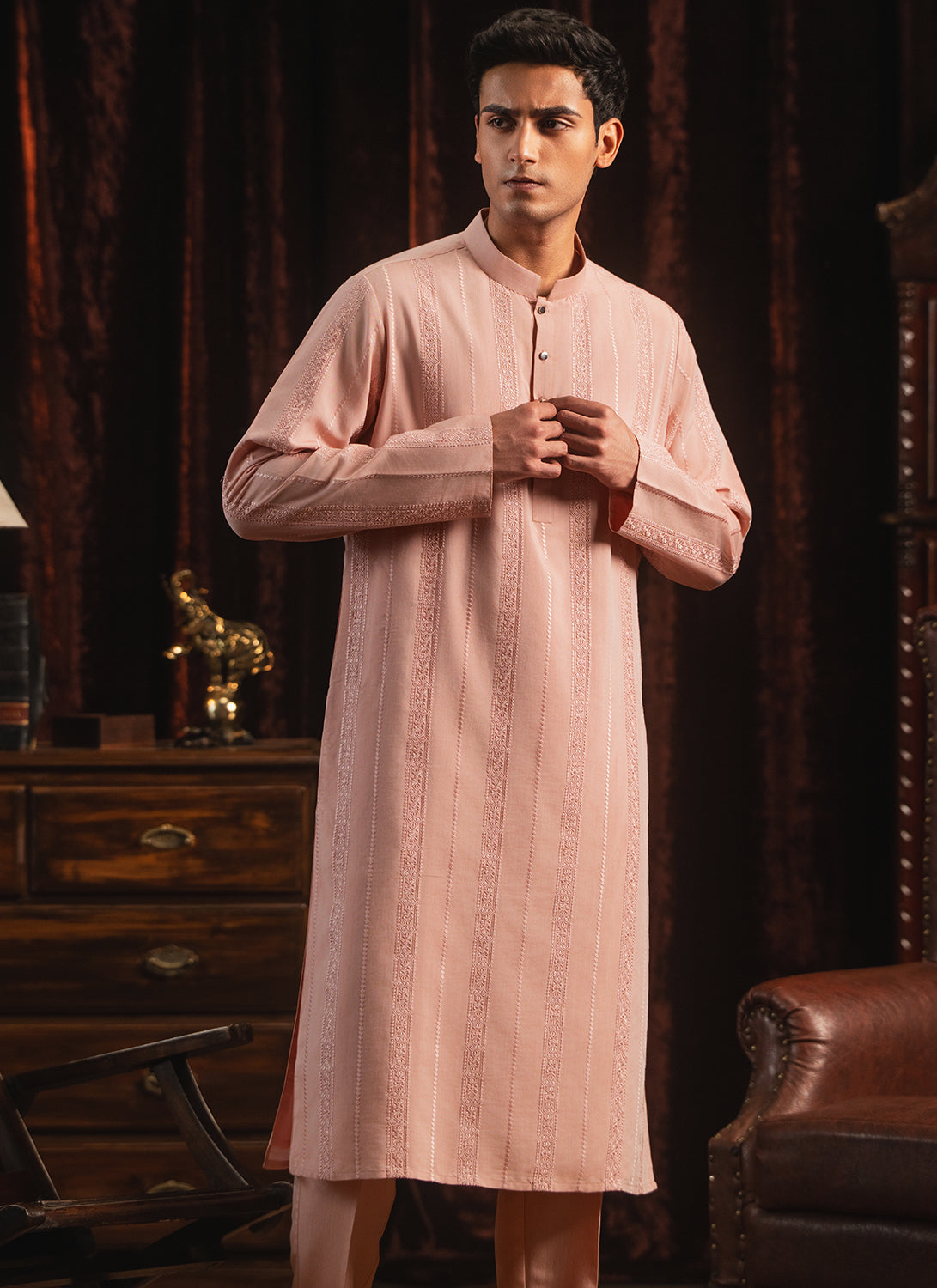 Light Pink Embroidered Kurta Set
