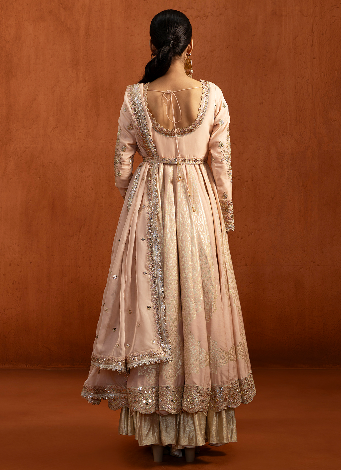 Soft Pink Embroidered Anarkali Style Sharara