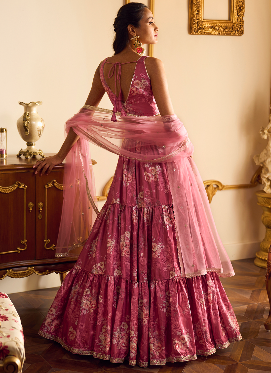 Dusty Pink Floral Lehenga