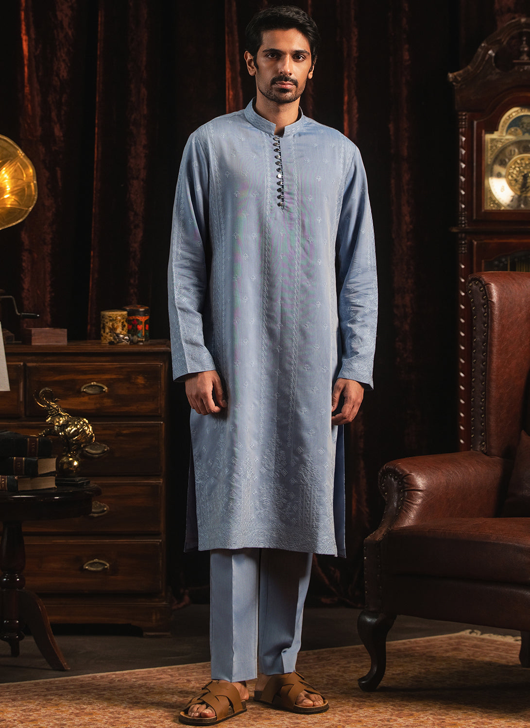 Light Blue Embroidered Kurta Set
