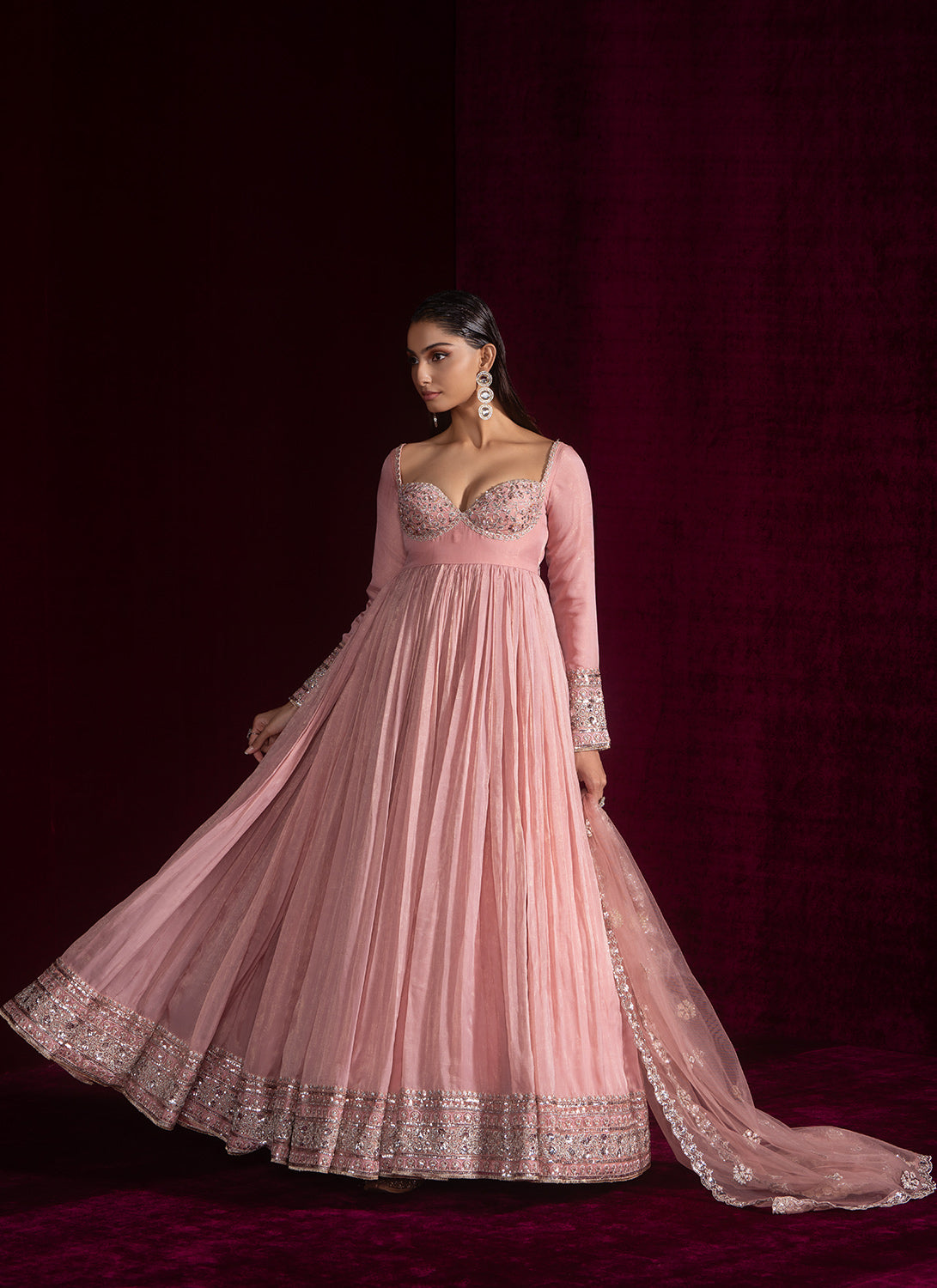 Light Pink Embroidered Silk Anarkali