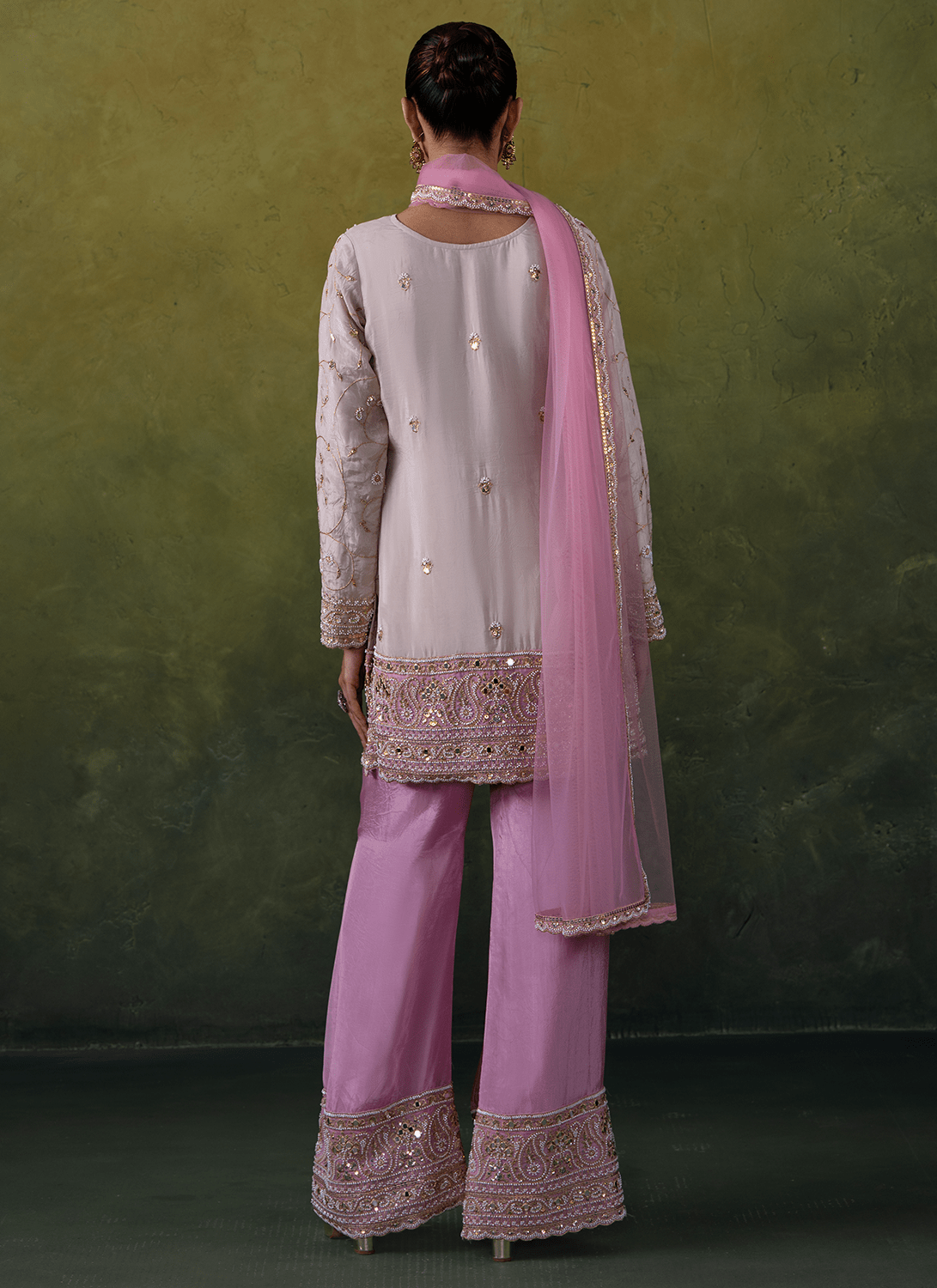 Pink Embroidered Organza Straight Suit - Lashkaraa