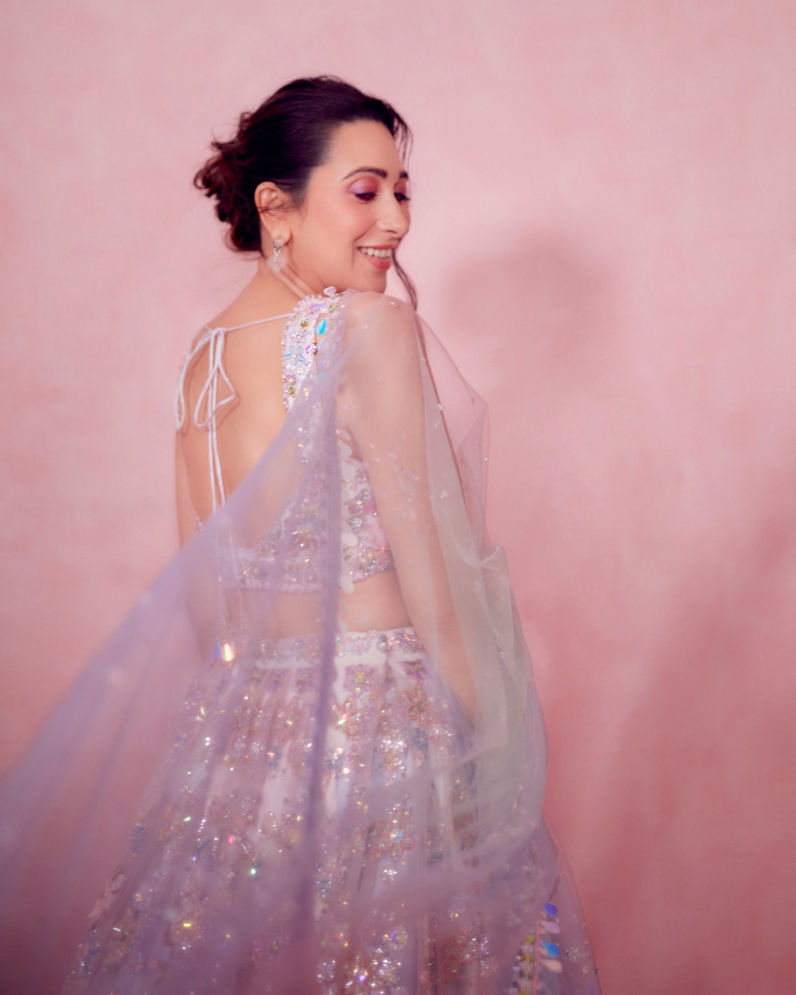 Ombre Pink and Blue Heavy Embellished Lehenga