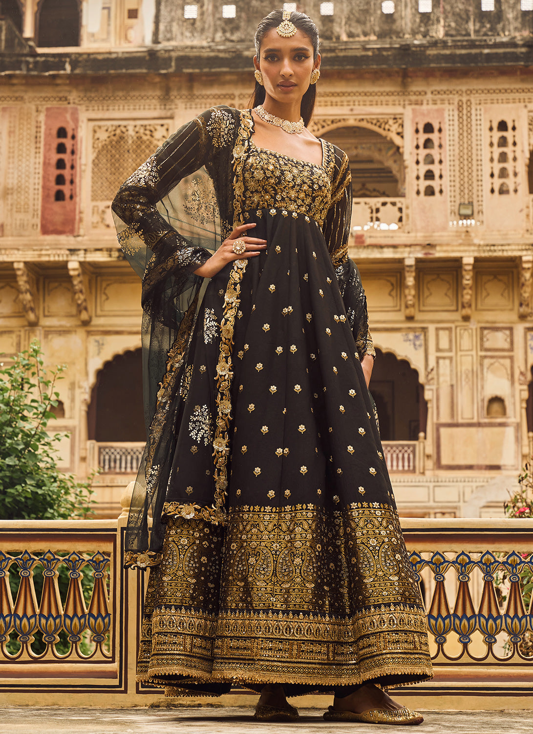 Black and gold anarkali clearance