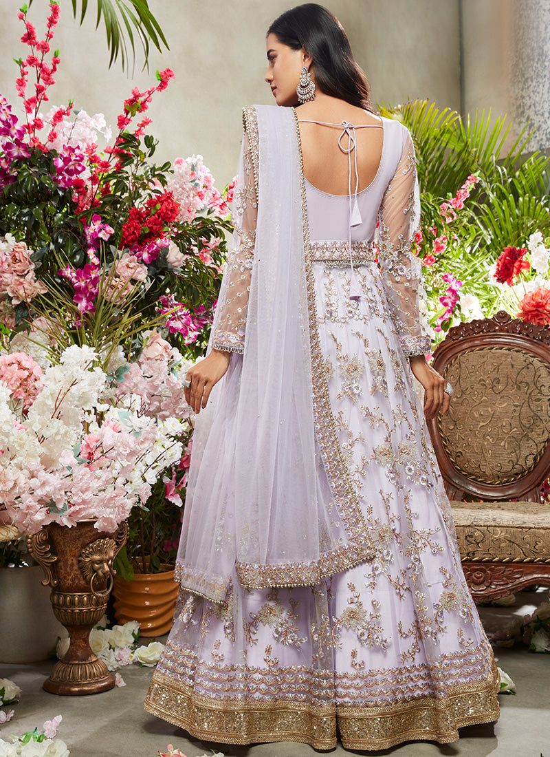 Dusty Purple Net Anarkali