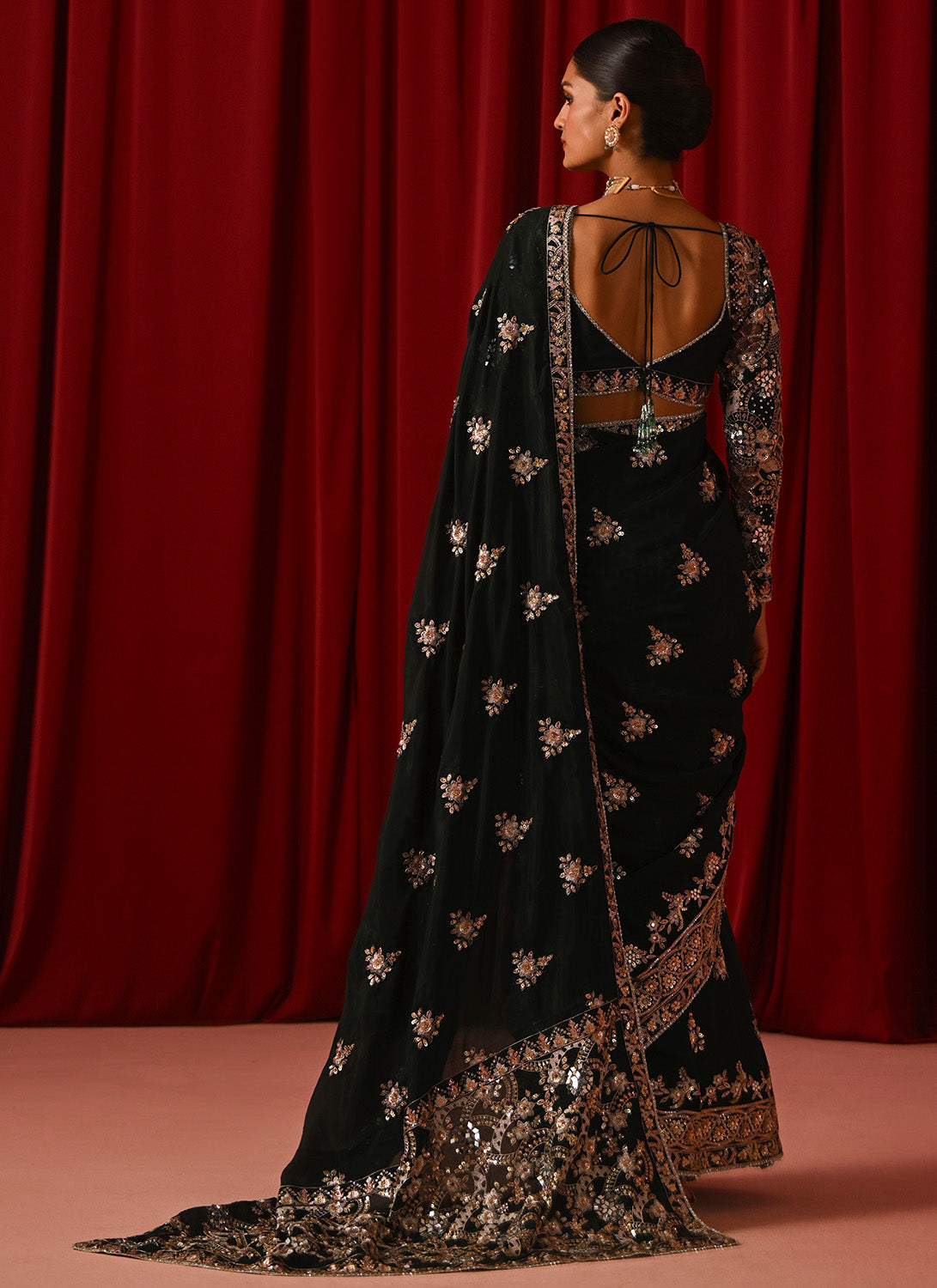 Green Embroidered Silk Saree