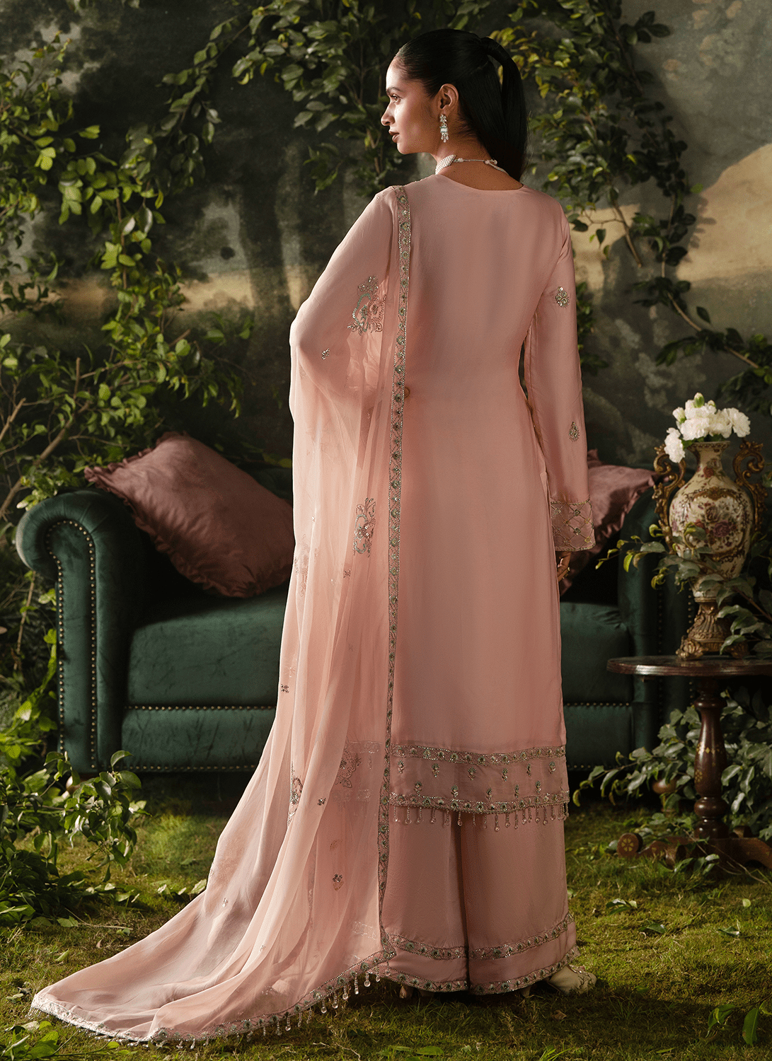 Light Pink Embroidered Crepe Palazzo Suit - Lashkaraa