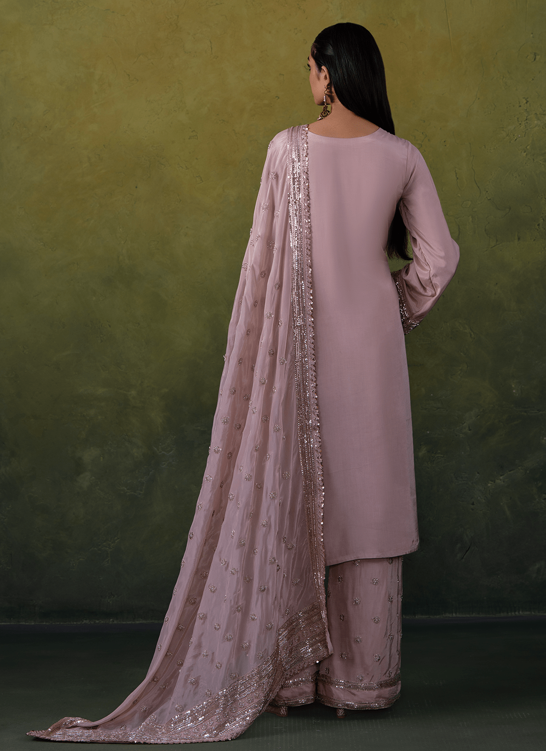 Light Pink Embroidered Viscose Silk Palazzo Suit - Lashkaraa