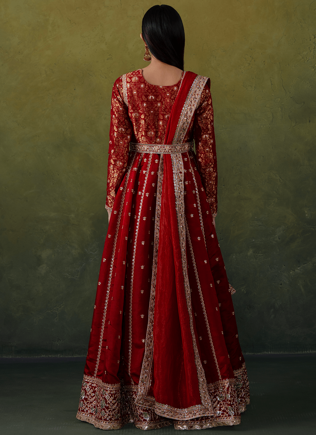 Maroon Embroidered Brocade Anarkali - Lashkaraa