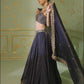 Navy Blue and Gold Embroidered Lehenga