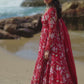 Deep Red Floral Printed Anarkali
