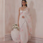 White and Red Floral Organza Saree