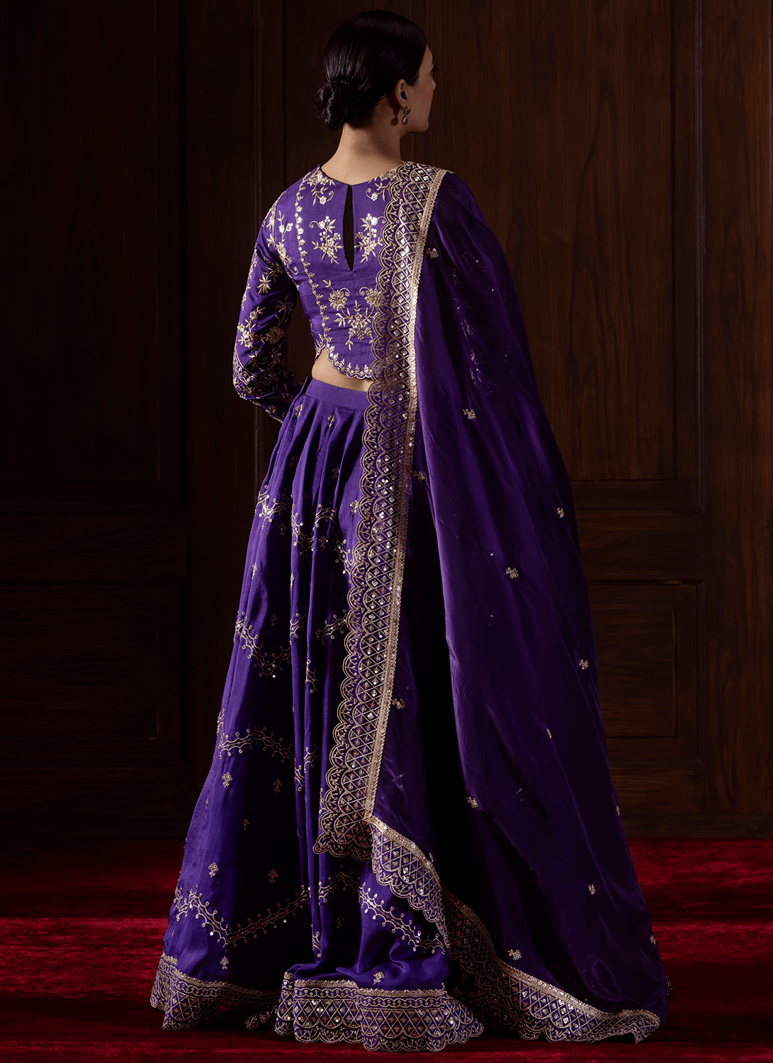 Purple Embroidered Silk Lehenga - Lashkaraa