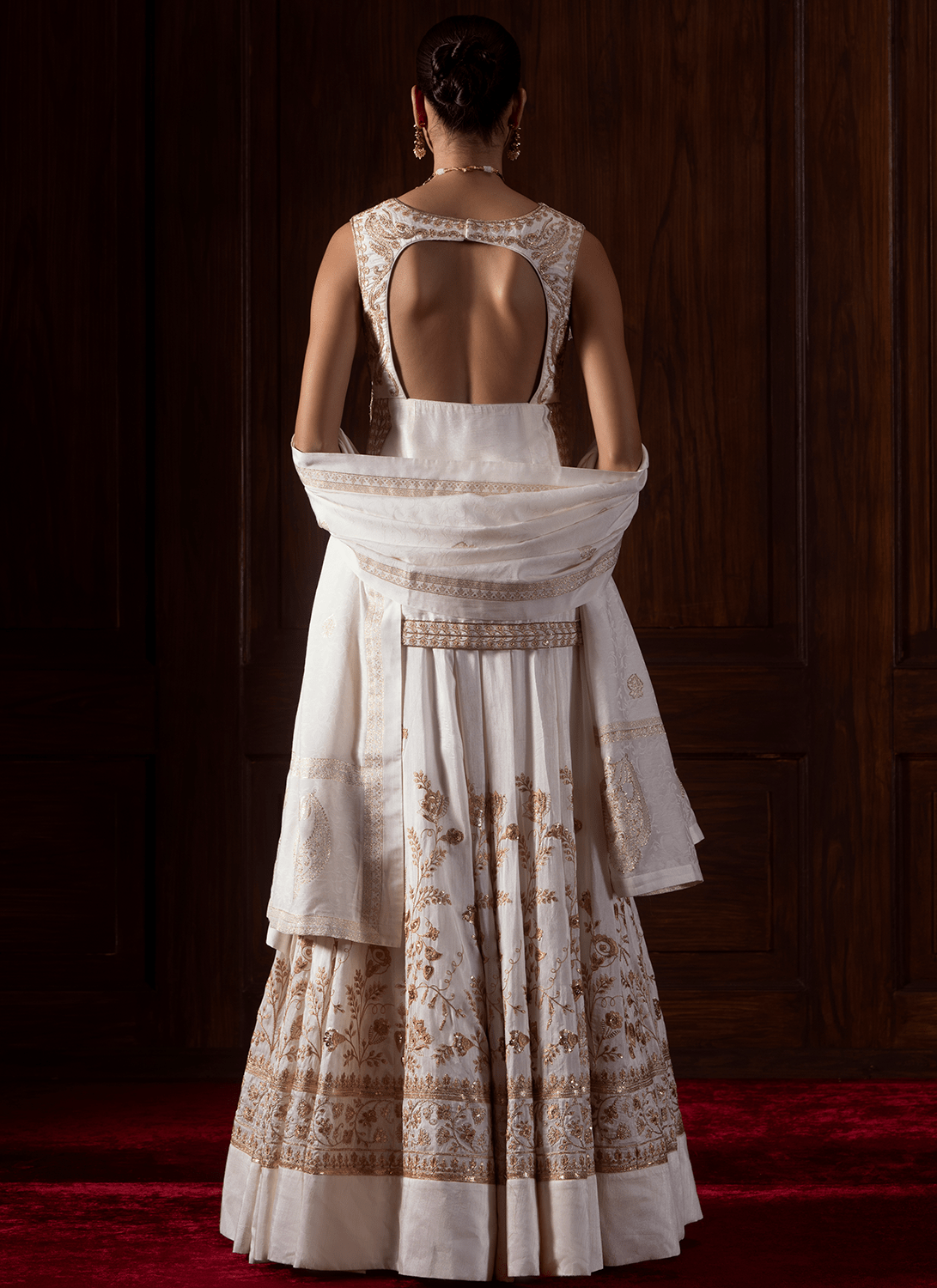 White Embroidered Silk Lehenga - Lashkaraa
