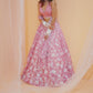 Dusty Pink White Floral Printed Lehenga