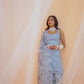 Grey White Floral Printed Punjabi Suit