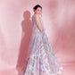 Ombre Pink and Blue Heavy Embellished Lehenga
