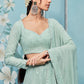 Dusty Mint Green Thread Embroidered Lehenga