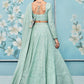 Dusty Mint Green Thread Embroidered Lehenga