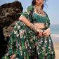 Bottle Green Floral Printed Crop Sharara Set