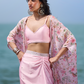 Light Pink Floral Printed Crop Skirt Set