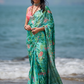 Sea Green and Pink Floral Printed Saree