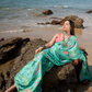 Sea Green and Pink Floral Printed Saree