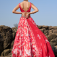 Red Floral Printed Lehenga