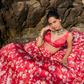 Red Floral Printed Lehenga