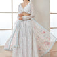 White and Blue Floral Printed Lehenga
