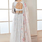 White and Blue Floral Printed Lehenga
