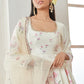 Off White Satin Floral Sharara Suit
