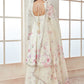 Off White Satin Floral Sharara Suit