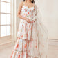 White Satin Georgette Floral Gharara Suit