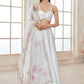 White Satin Lehenga With Floral Dupatta