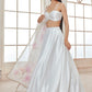 White Satin Lehenga With Floral Dupatta