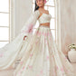 Off White and Pink Printed Georgette Lehenga