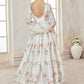 White Floral Pant Style Anarkali