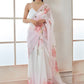 White and Pink Floral Organza Saree