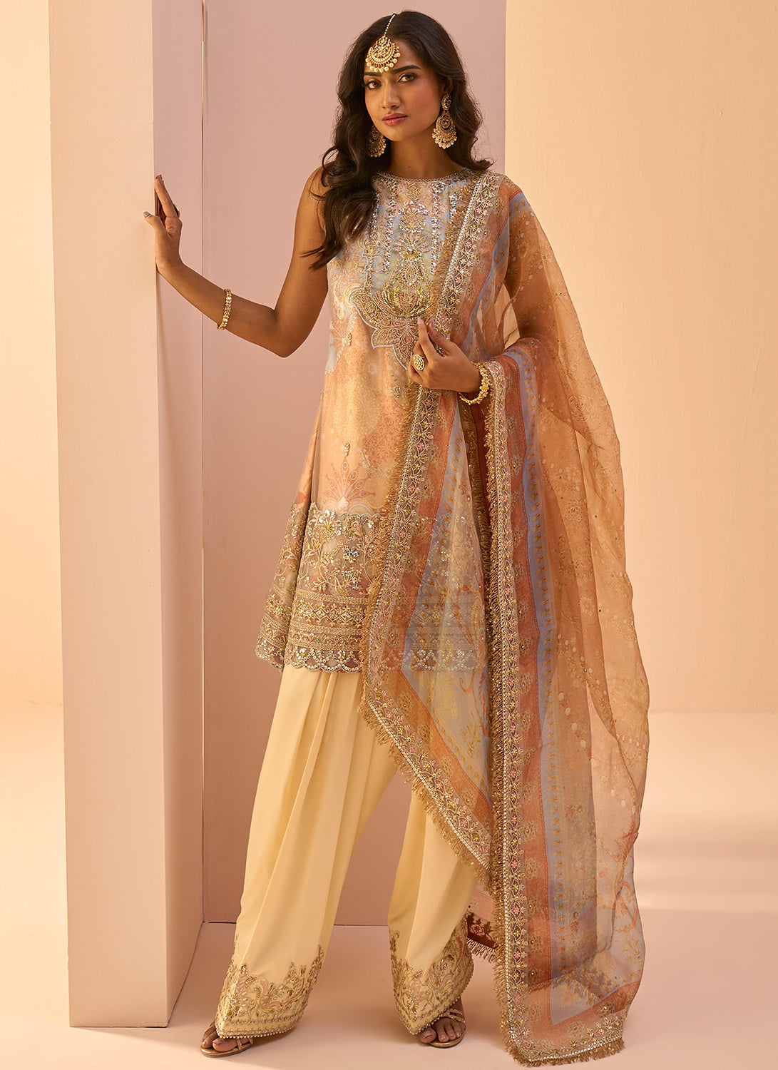 Soft Yellow Multicolor Embroidered Patiala Suit